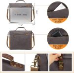 LOVEVOOK Mens Messenger Bag， 15.6 Inch Waterproof Waxed Canvas Briefcase Vintage Leather Computer Laptop Book Bag Large Satchel Shoulder Bag for Work， Travel， School - Image 4